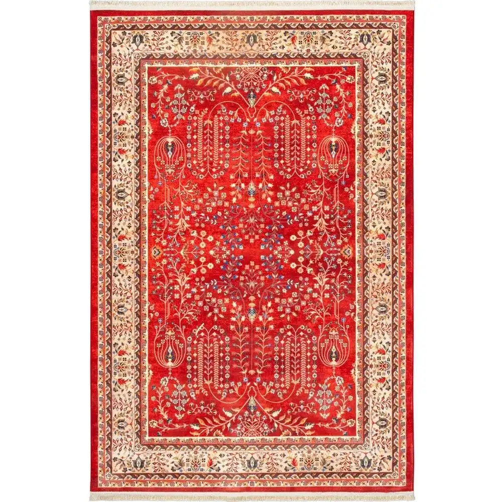فرش ماشینی سنتی طرح 25cs0270 زرشکی 1000 شانه